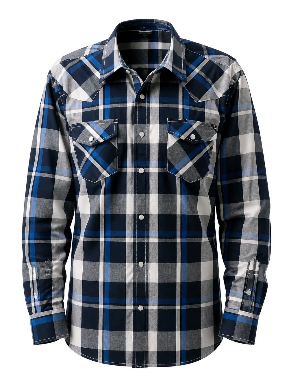 Coastal Men's Blue/Black Plaid Long Sleeve Western Shirt Sz XL